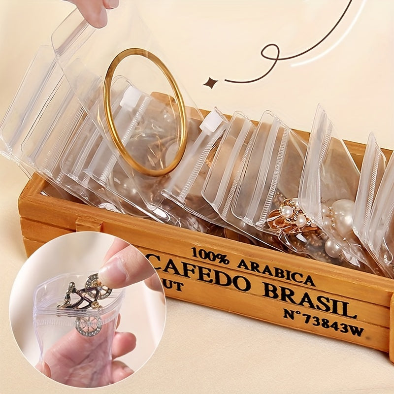 Transparent PVC Ziplock Bags Pack of 50 or 100 for Jewelry Packaging Dust and Oxidation Prevention