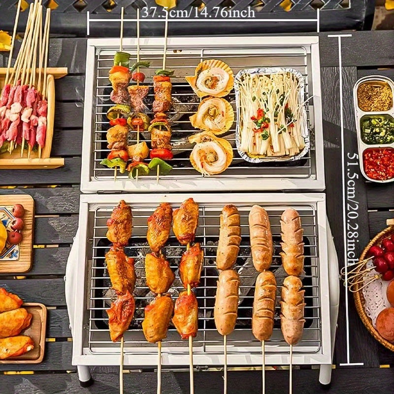 Уличный двусторонний портативный дымоходный гриль для приготовления на углях, кемпинга, пикников, вечеринок, двора