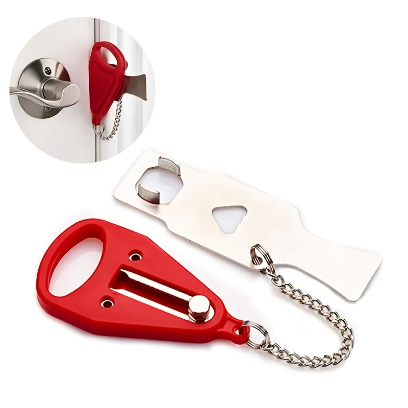 Red Portable Door Lock Stainless Steel Heavy-Duty Security Lock