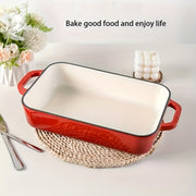 Enamel Square Griddle Pan Rectangular Enamel Pot Flat-Bottom Frying Pan for Grilling Fish and Steak