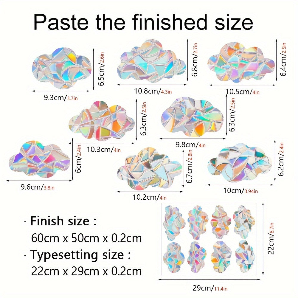 Contemporary Geometric Rainbow Window Film Set Anti-Collision PVC Clings Decals