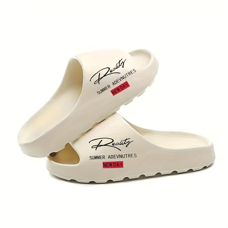 Unisex Thick Soft Indoor Outdoor Slippers with Textured Sole Black White Brown