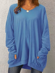 Women's Black Long Sleeve Casual Dress with Pockets for Spring Fall