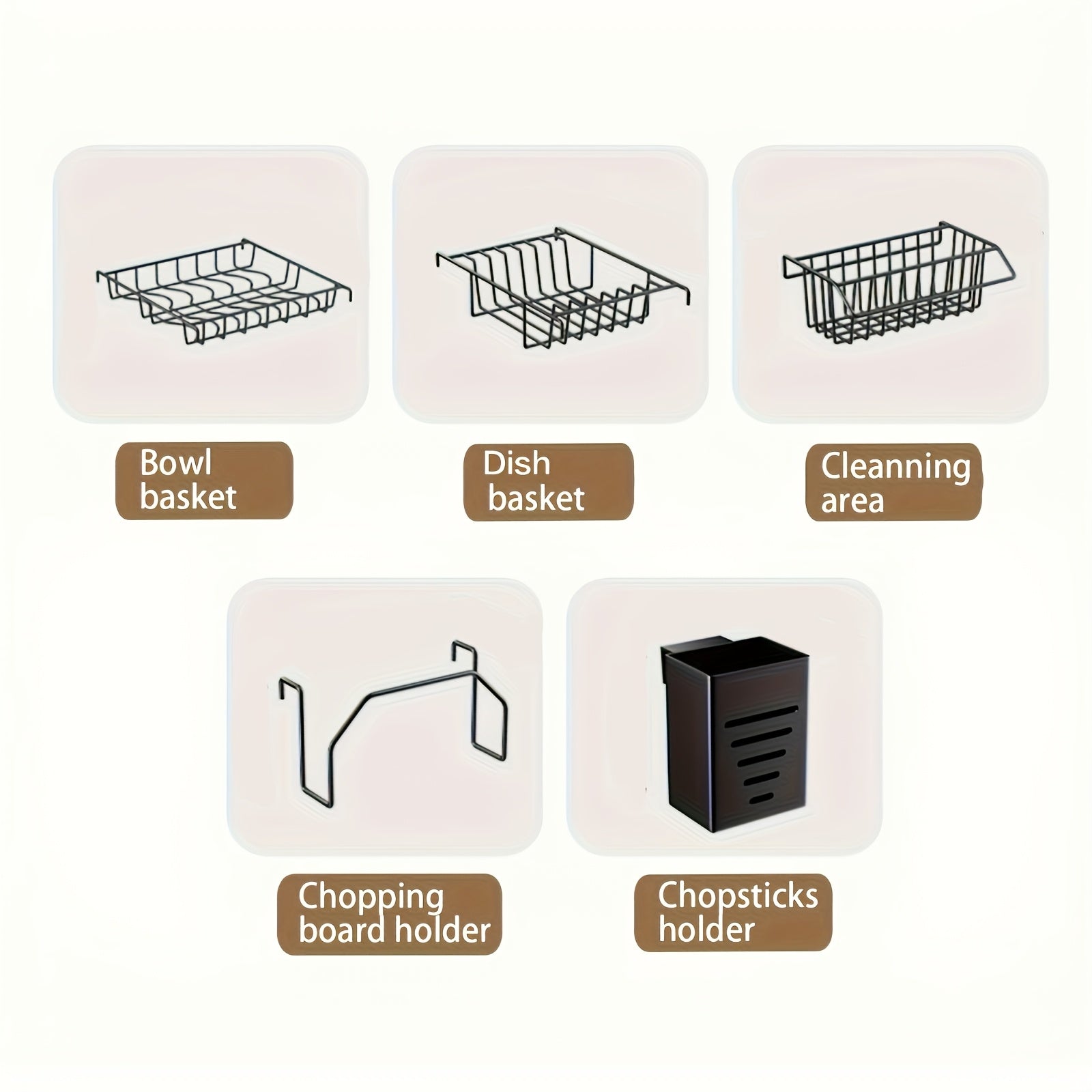 Iron over-the-sink dish drying rack with cutting board multi-layer storage space-saving design