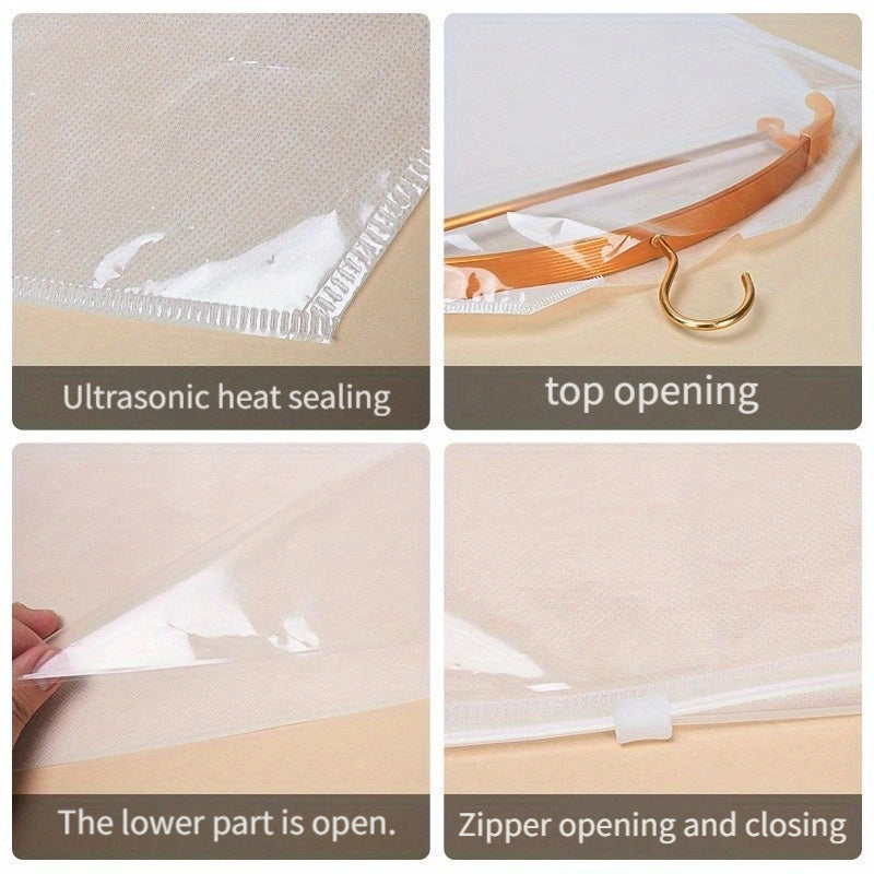 Paquete de 3 bolsas de polvo para ropa no tejida con cremallera para vestidos y trajes