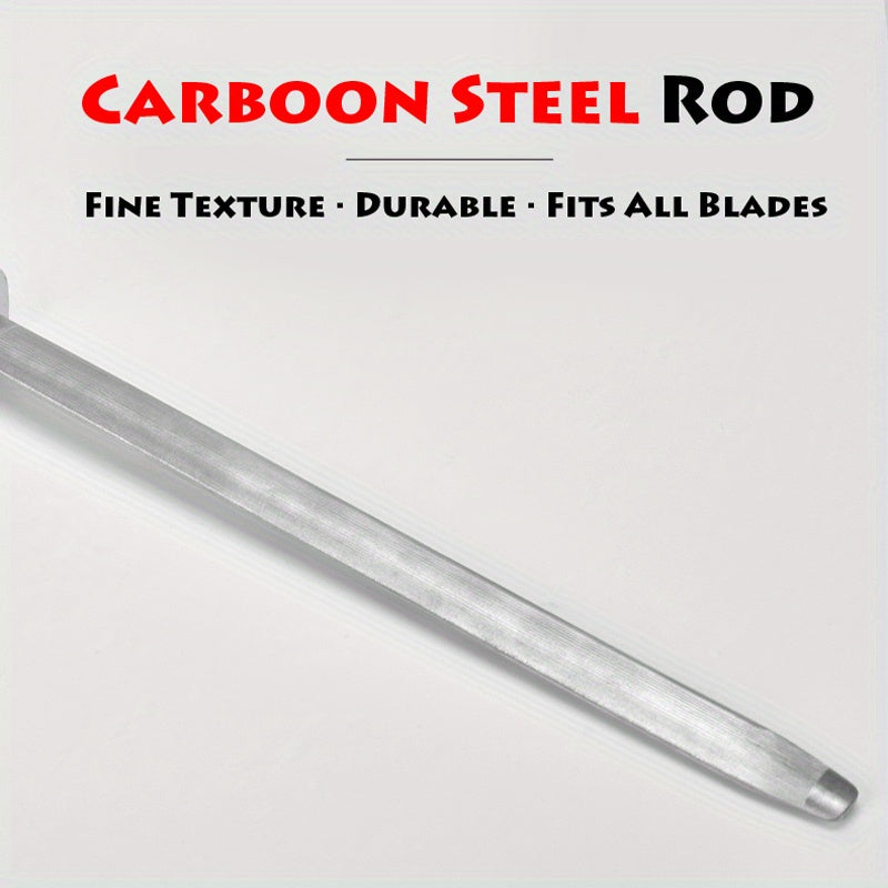 10-Inch Diamond Honing Steel Knife Sharpening Rod with Black Handle for Kitchen and Chef Knives