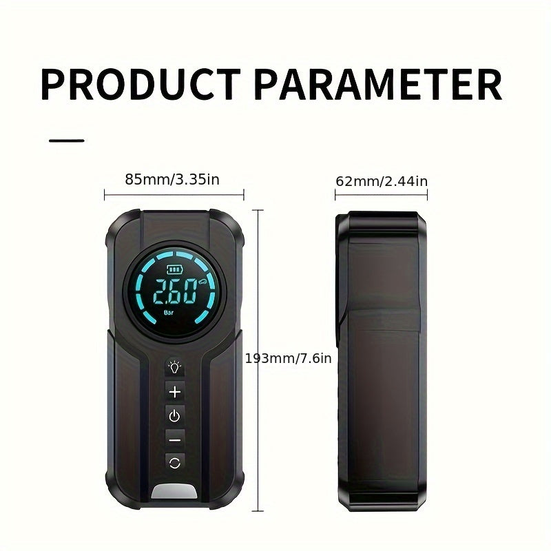 8000mAh Car Jump Starter with Digital Display USB-C Charger Air Compressor and Safety Protections