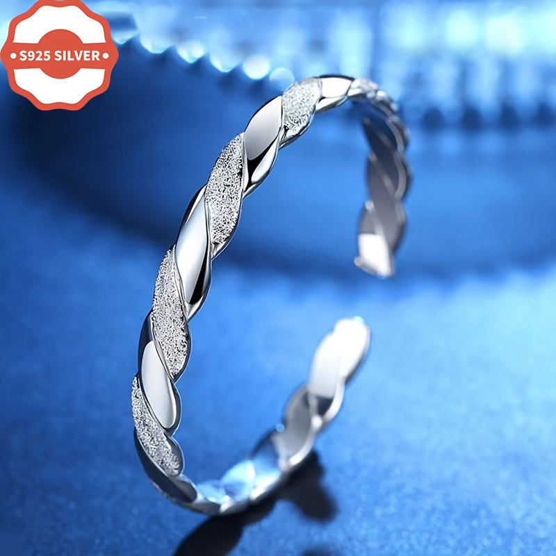 Sterling Silver Twisted Cuff Bracelet for Women Hypoallergenic Adjustable Bangle Jewelry