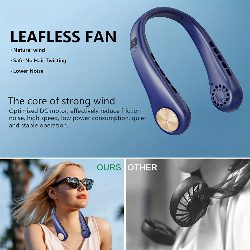 Portable Bladeless Neck Fan Rechargeable Battery USB Charging Lightweight for Outdoor Travel Gym