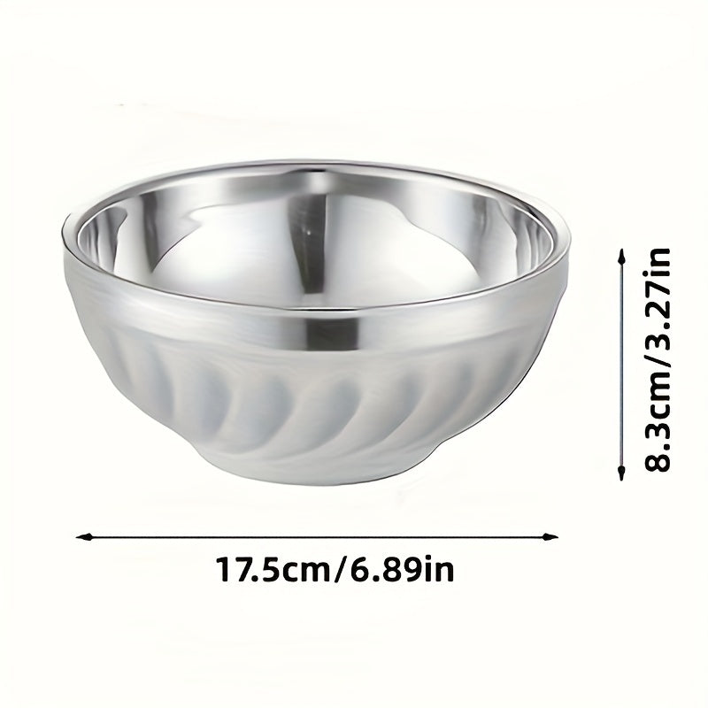 Set of 5 Stainless Steel Bowls with Double-Layered Heat Insulation for Salads Noodles Soups Desserts