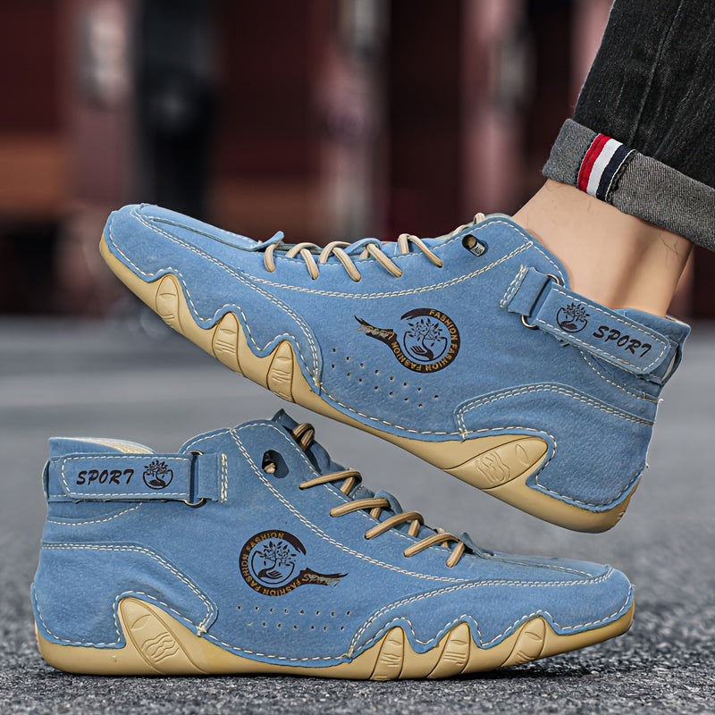 Erkaklar uchun hayvon naqshidagi shoelace ankle boots krossovkalari, 8 rang variantida, juda nozik tolali yuqori qismi, nafas oladigan PU astar, barcha mavsumlarda ochiq havoda qulaylik uchun sirpanmaydigan kauchuk taglik, ko'p maqsadli.