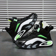 Rangli blokli basketbol poyabzallari, aylanuvchi qistirma, ichki/tashqi mashg'ulotlar uchun nafas oladigan, sirpanmaydigan dizayn.