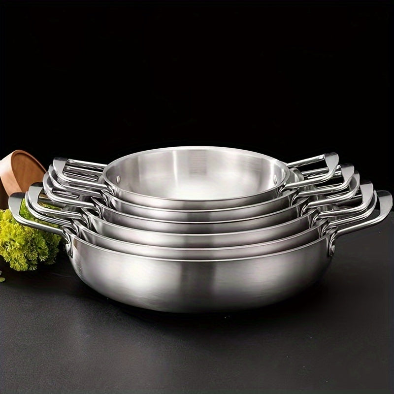 Set of 6 Stainless Steel Seafood Pots with Handles for Noodle Soup, Sizes 18-28cm
