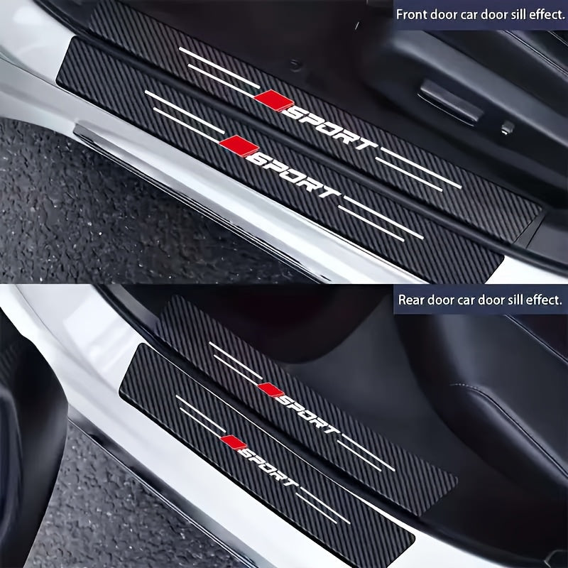 9pcs Carbon Fiber Threshold Protectors Anti-slip Scratch Resistant Car Door Edge Guards