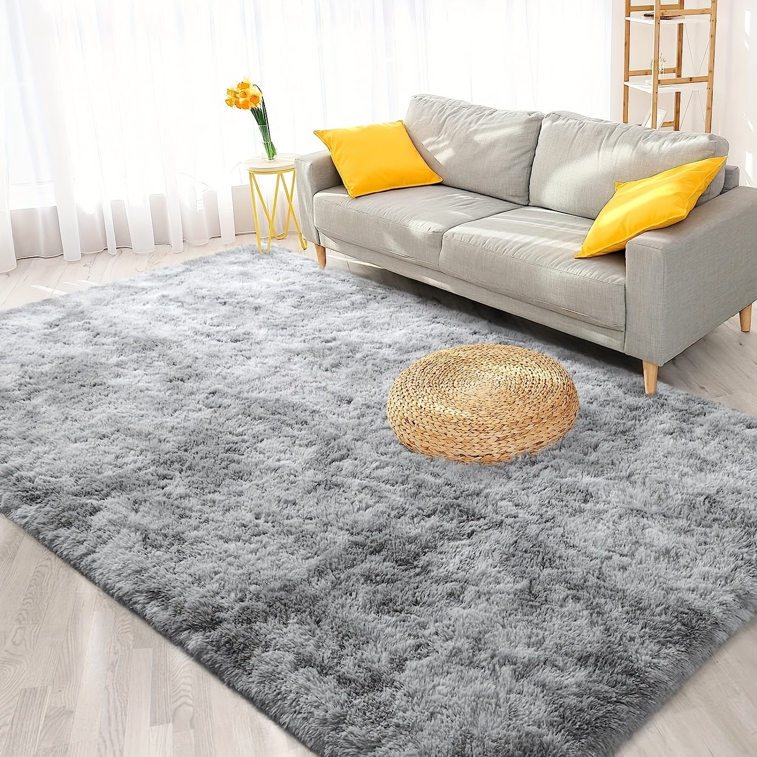 Modern Tie-Dye Floor Rug Rectangular Soft Shag for Living Room Bedroom Home Decor