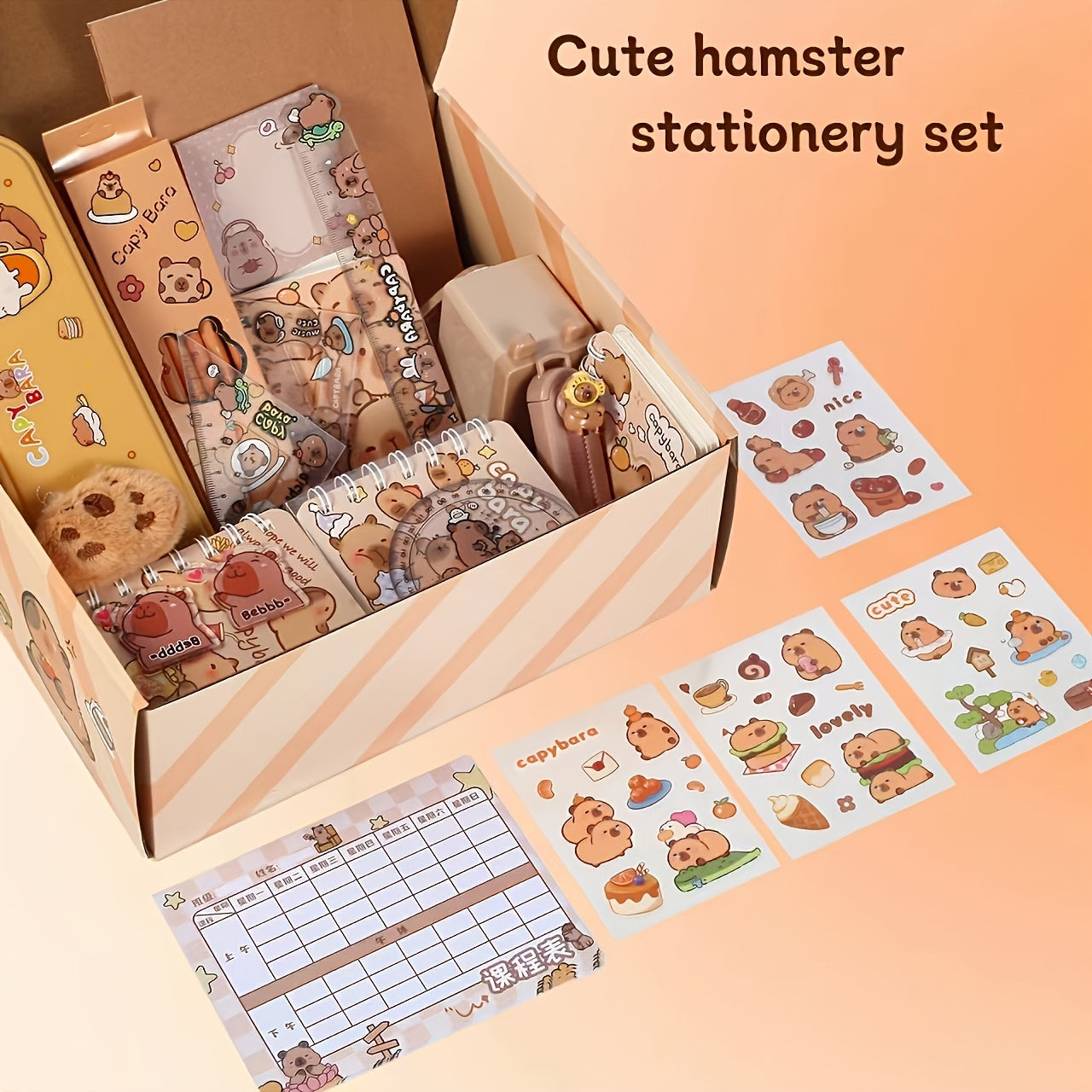 Capybara Themed Stationery Gift Set Notebooks Pens Paper Clips Accessories for Students and Animal Lovers