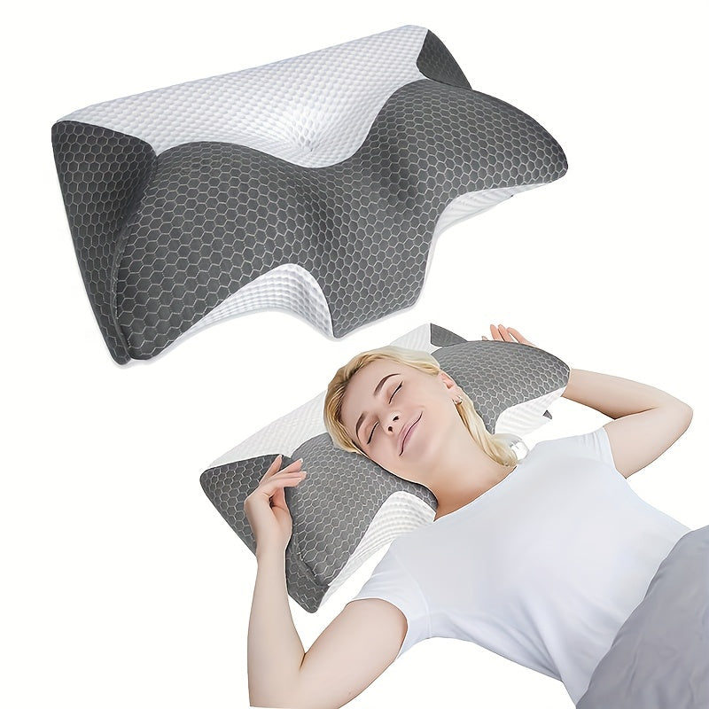 Memory Foam Pillow for Neck and Shoulder Pain Cooling Ice Silk Cover Orthopedic Contour Gray