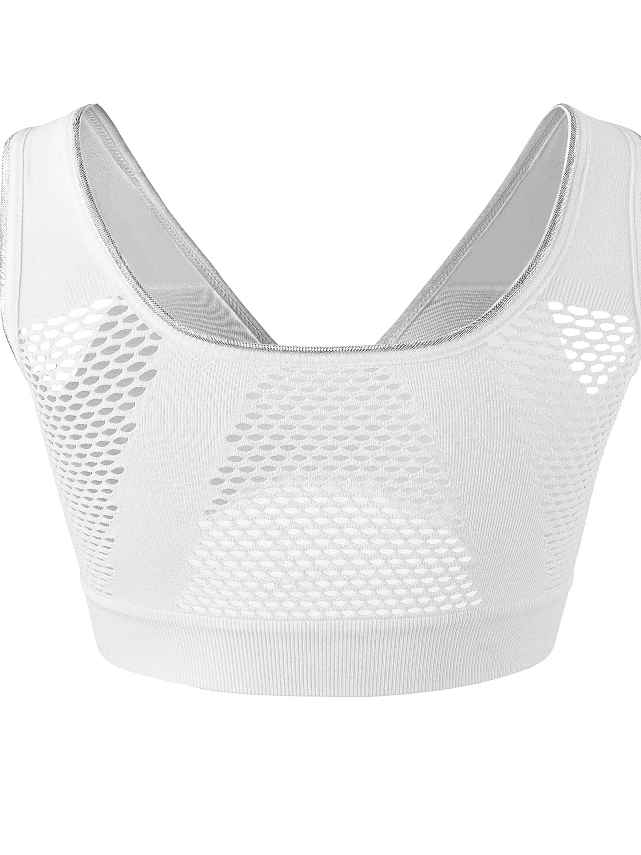 Women's Breathable Mesh Wireless Sports Bras 3-Pack Low Support Yoga Crop Tops