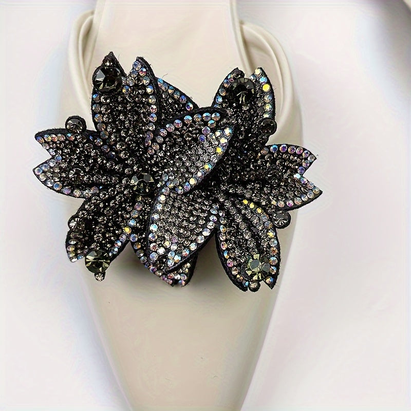 Women's Rhinestone Shoe Flowers 2pcs Detachable Buckles Dress Accessories