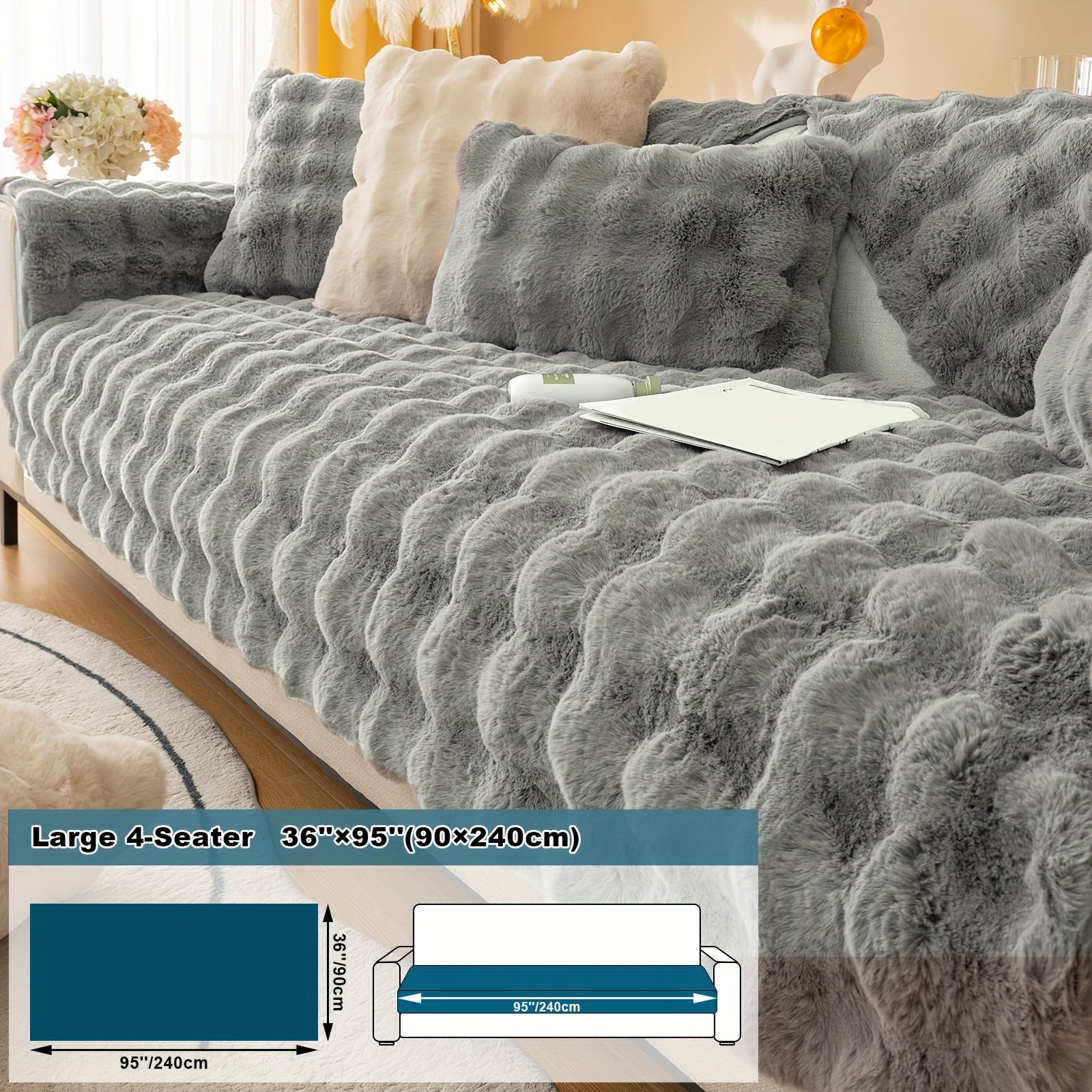 Имитация кролика плюшевая подушка-диван для домашних животных, дружелюбная к собакам с нескользящим чехлом для защиты мебели и декора в спальне, офисе или гостиной.