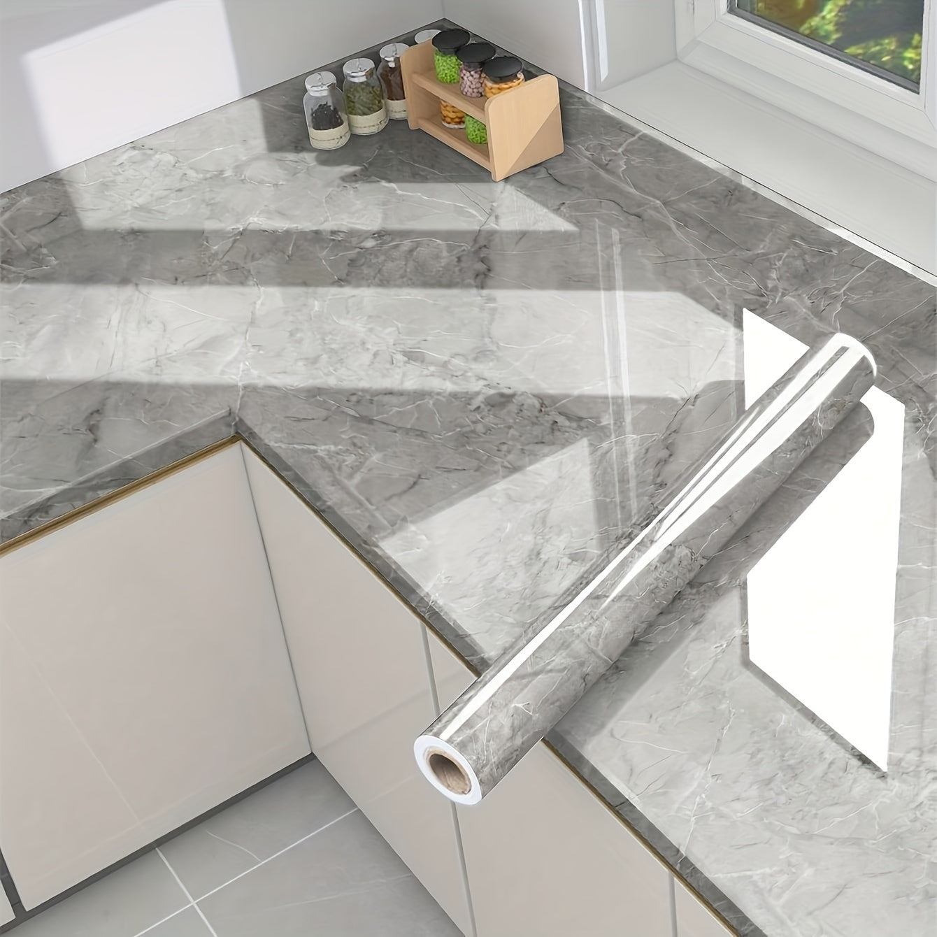 Self-Adhesive Waterproof Marble Wall Stickers for Kitchen Bathroom Renovation