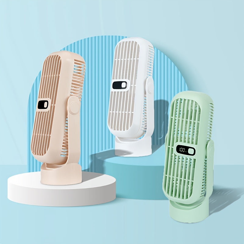 Rechargeable Desktop Tower Fan with 5 Speeds, LED Display, Bladeless Design