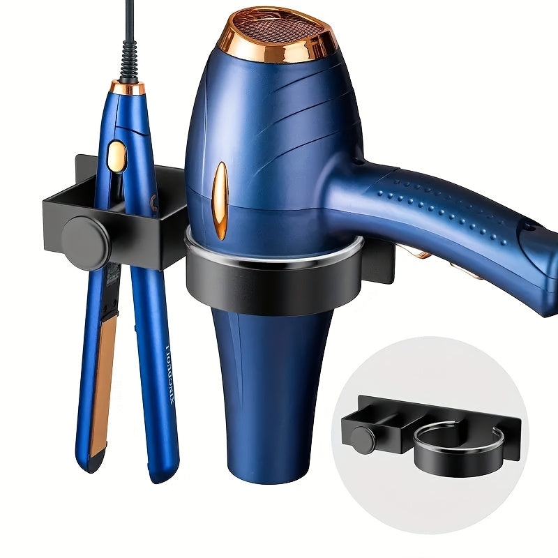 Wall-Mounted Hair Styling Tool Organizer No-Drill Bathroom Storage Rack for Hair Dryer Straightener Curling Iron