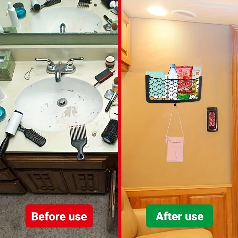 Universal Storage Net for Vehicles with Hooks and Screws, Polyamide Mesh