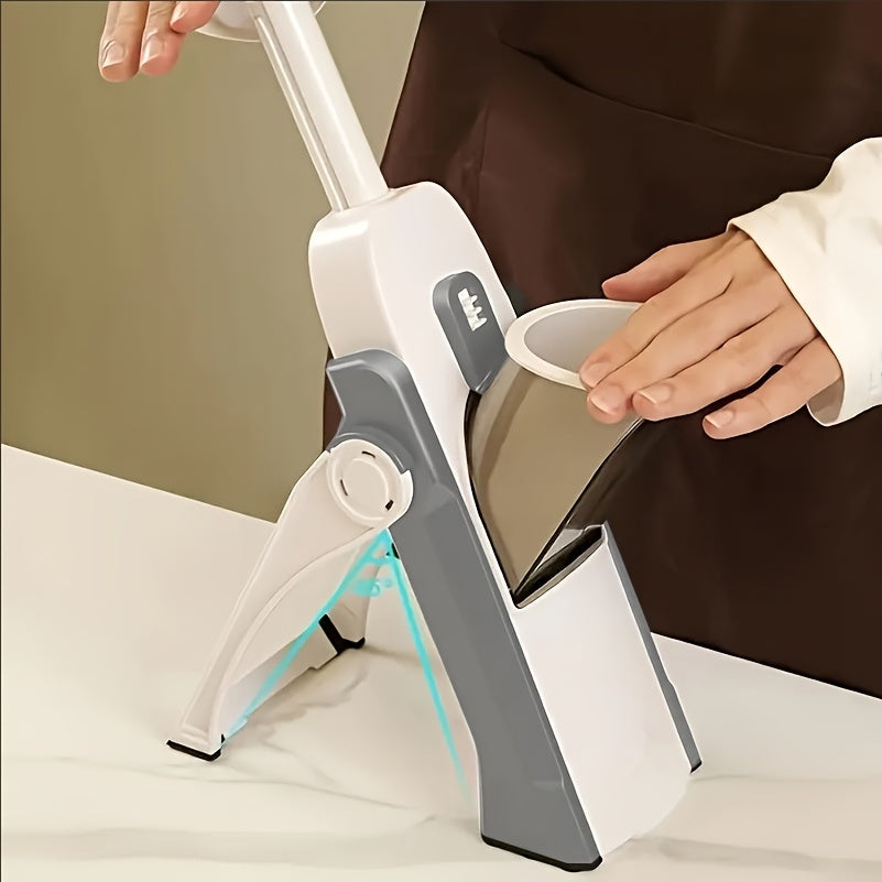 Manual Vegetable Chopper and Fruit Slicer with Stainless Steel Blades and Container