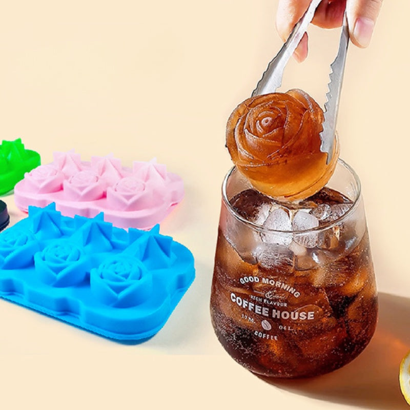 2-in-1 Ice Tray Duo Diamond and Rose Ice Molds Large Cubes for Whiskey and Drinks