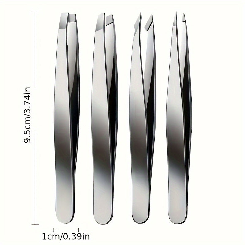 Professional Tweezers Set Stainless Steel for Eyebrow Facial Hair Removal