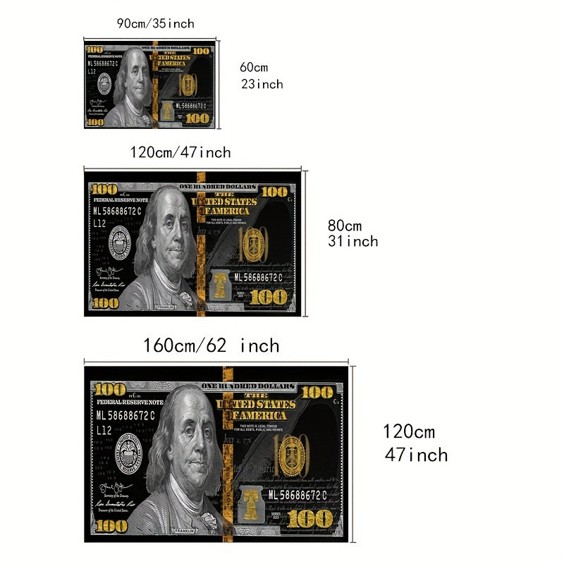 Alfombra de baño con billete realista de $100, antideslizante, impermeable y suave, en múltiples tamaños