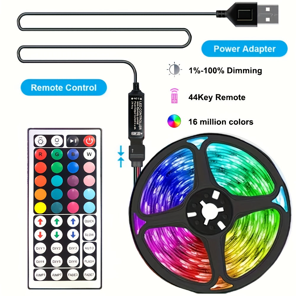 Wireless RGB LED Strip Light Dimmable Remote Control Decoration for Living Rooms