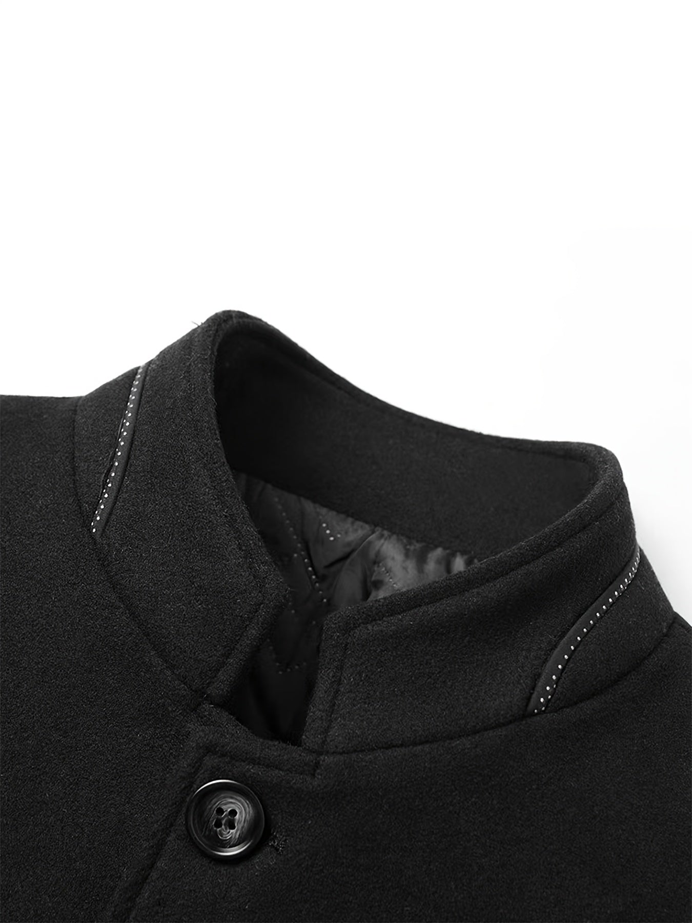 Men's Wool Blend Stand Collar Jacket with Pockets Regular Fit Fall Winter