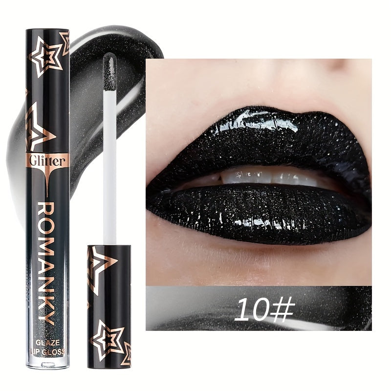 Women Pearlescent Liquid Lip Gloss Long-Lasting Shine Colors Orange Pink Red