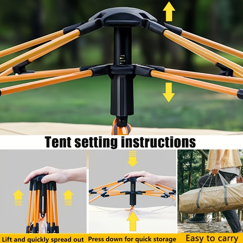 Yashil rangda 4 kishilik suv o'tkazmaydigan lager shoyi bilan shisha tolali pollar va oson yopiladigan zip bilan