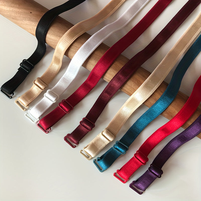 Adjustable Elastic Bra Shoulder Straps for Women's Lingerie Polyester Solid