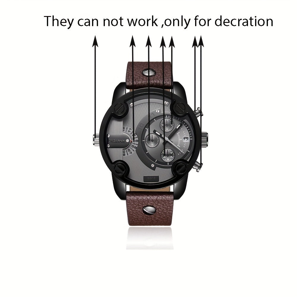 Men's Wristwatch Large Dial PU Leather Strap Gift Suitable for Men