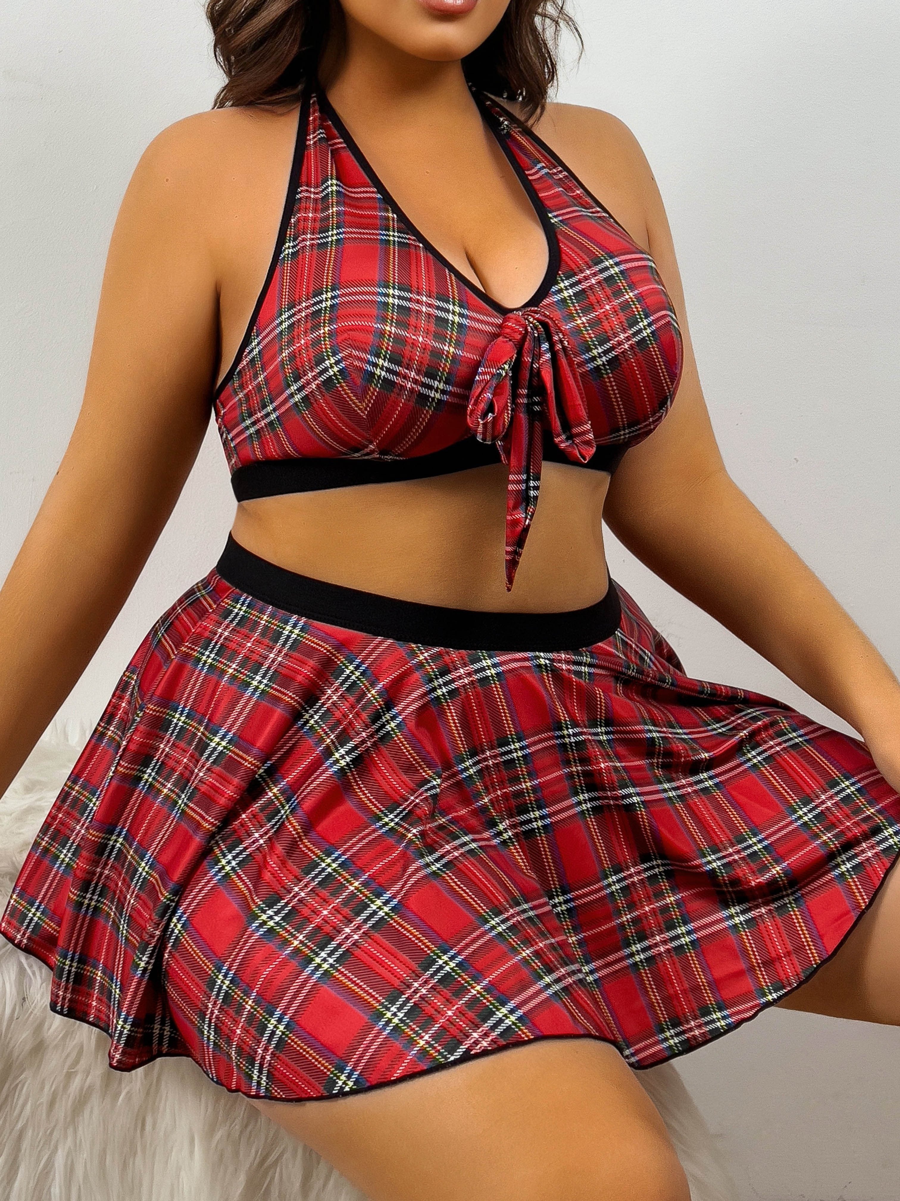 Женский костюм с крупной клеткой для полных женщин, повседневная одежда