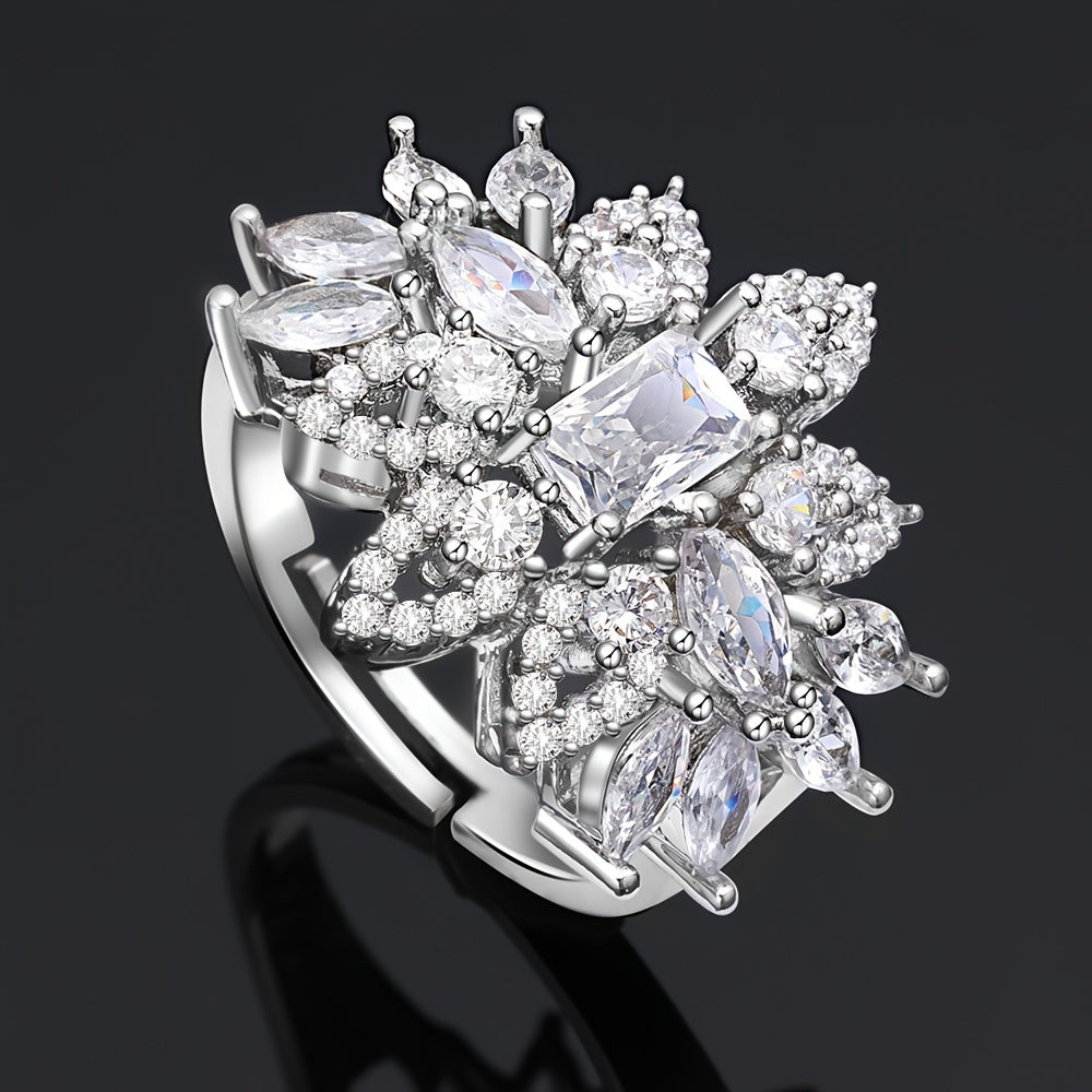 Women’s Crystal Jewelry Set with Necklace Bracelet Ring Earrings Synthetic Zirconia for Weddings