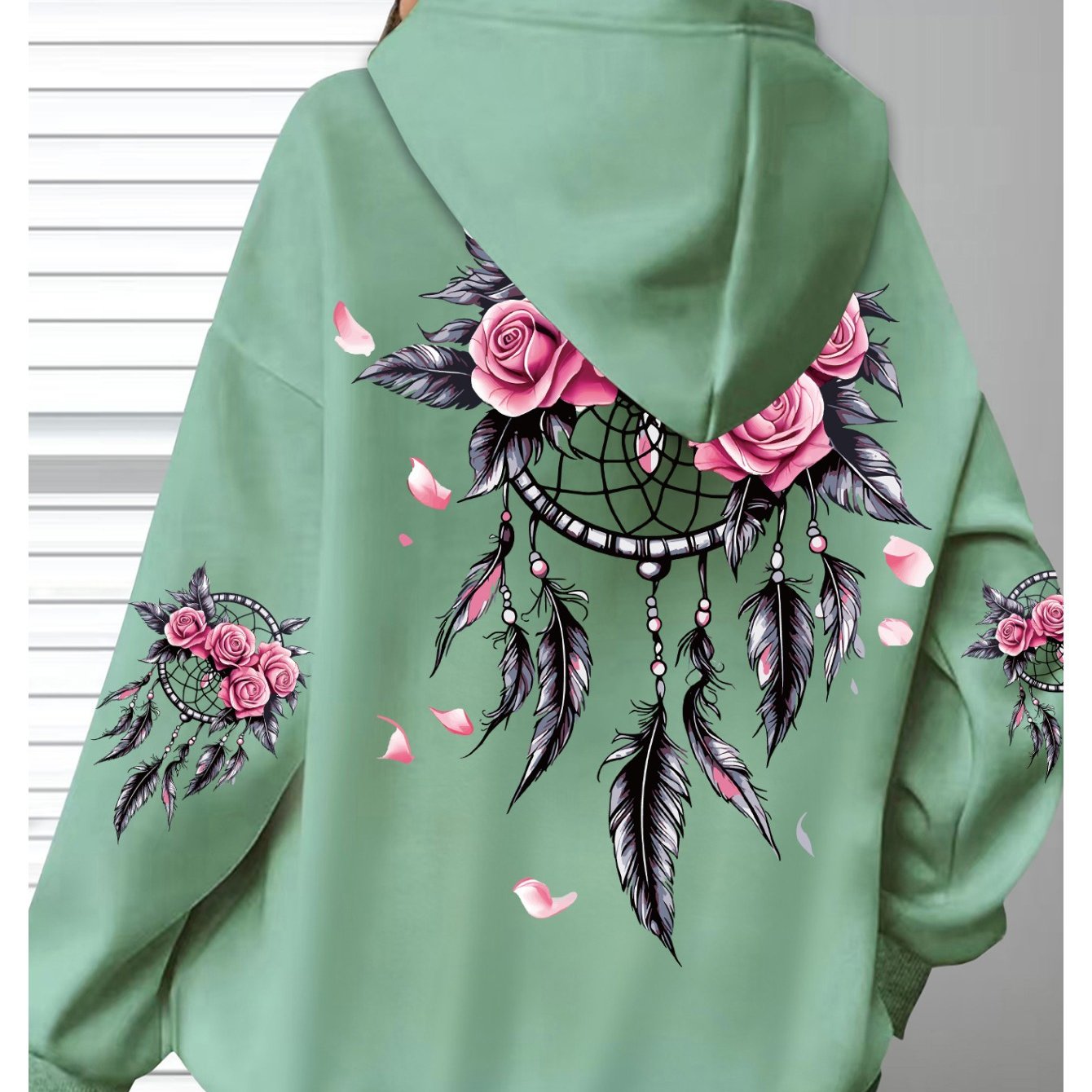 Women's Oversized Hoodie with Floral Turtle Graphic Long Sleeve Sweatshirt in Pink