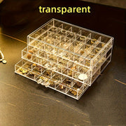 Large Capacity Jewelry Storage Box with 3 Layers and 72 Grids for Earrings and Necklaces
