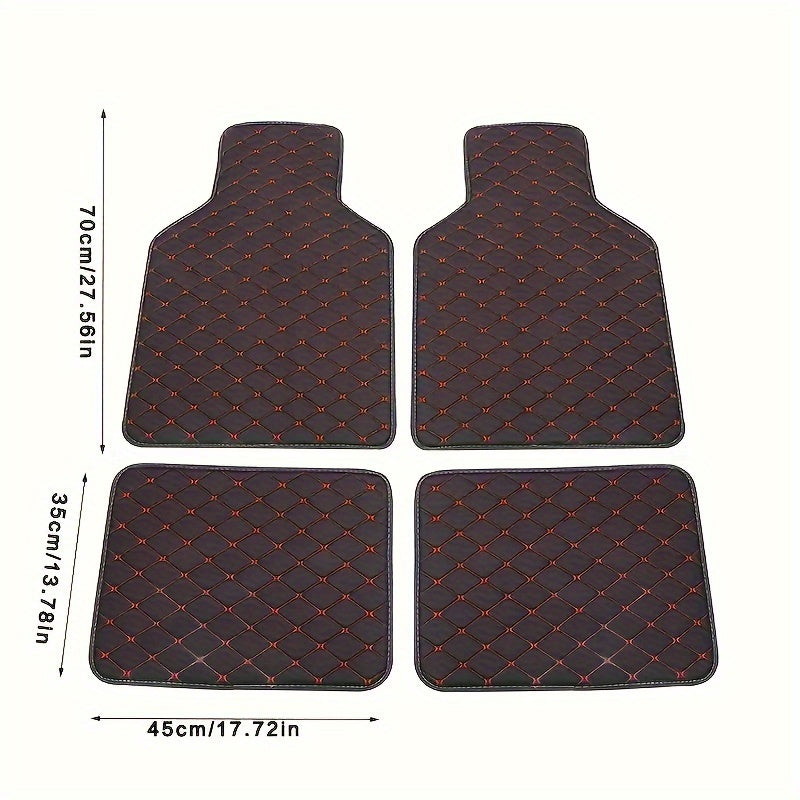 Universal Faux Leather Car Floor Mats Set of 4 Scratch Resistant Non Slip