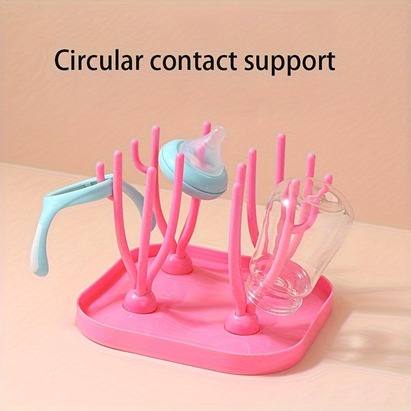 Portable Kitchen Drying Rack with Detachable Drain and Storage for Bottles and Cups