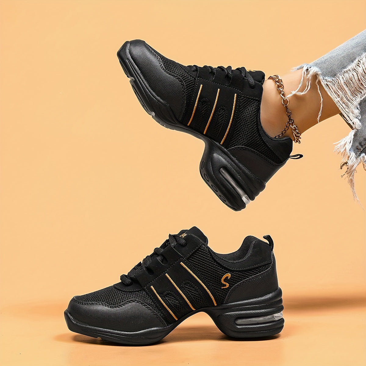 Women's Breathable Mesh Air Cushioned Dance Sneakers Lightweight Spring Summer