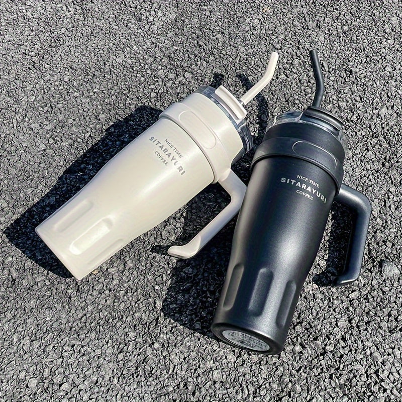 1140ML Автомобильный изоляционный стакан с большой емкостью для воды, простой офисный стакан с соломинкой, нержавеющая сталь ледяной тумблер