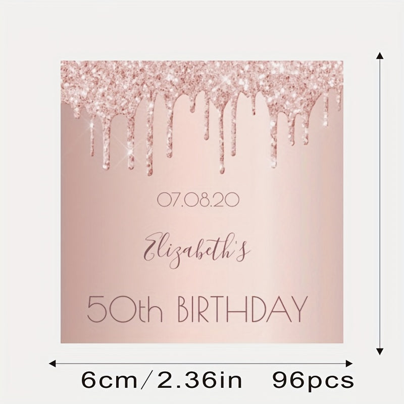 Personalized Paper Square Labels for Weddings and Parties Custom Name and Date Stickers Pack of XX