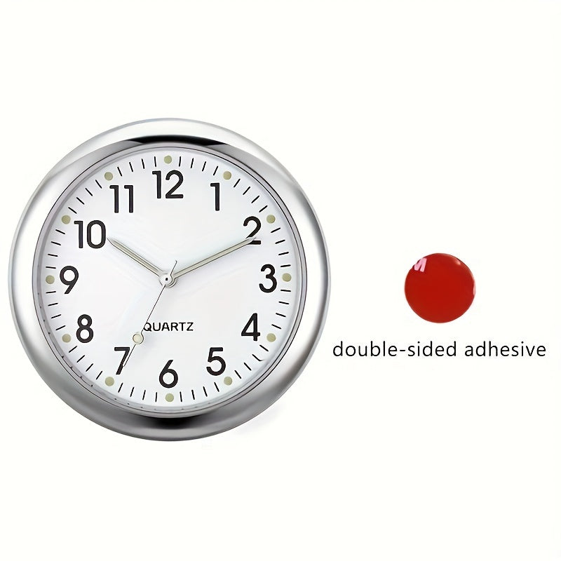 Car Interior Luminous Quartz Clock Stick-On Auto Ornament, Small, Easy Install
