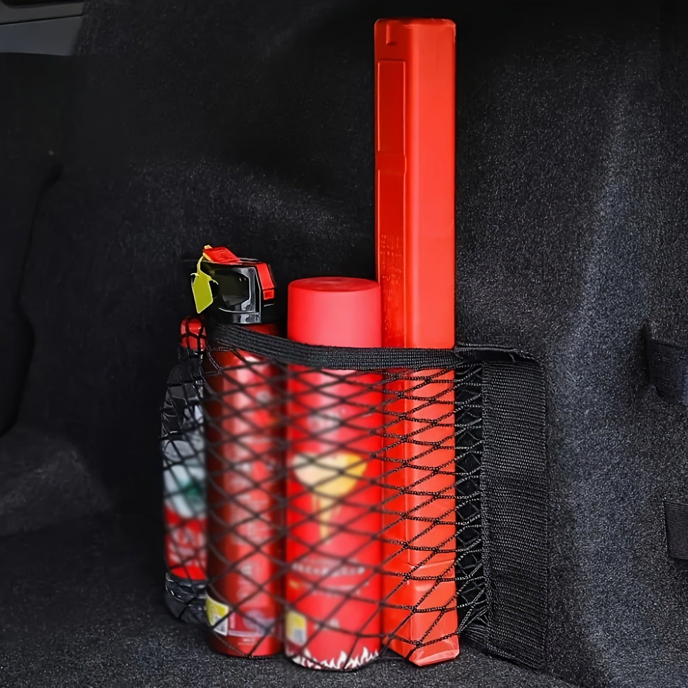 Органайзер для багажника автомобиля из нейлона с черной сеткой и магнитной лентой для хранения в автомобиле
