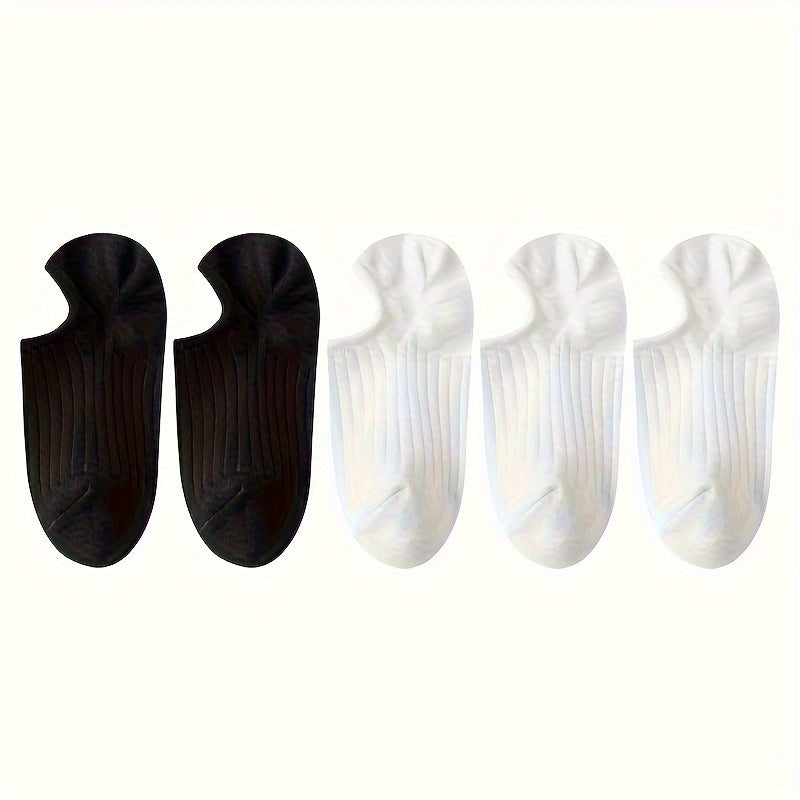 Men's Invisible Socks 5 Pairs Breathable Sweat-Resistant Anti-Odor Solid